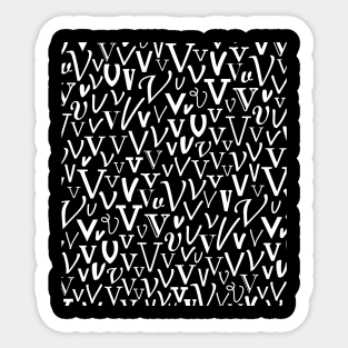 V - Typography (White) Sticker